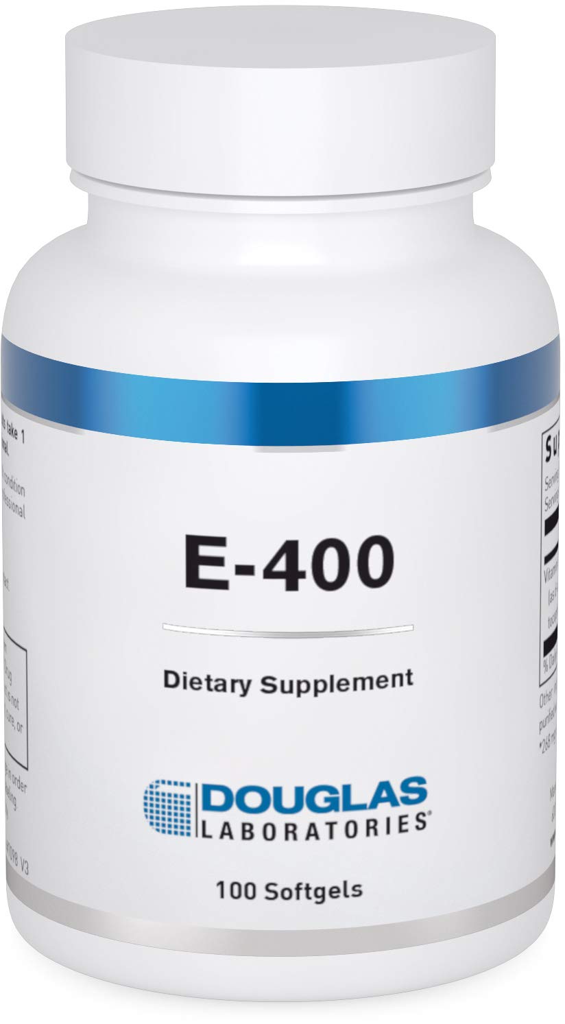 Douglas Laboratories E-400 bottle front illustrates antioxidant support for daily wellness.