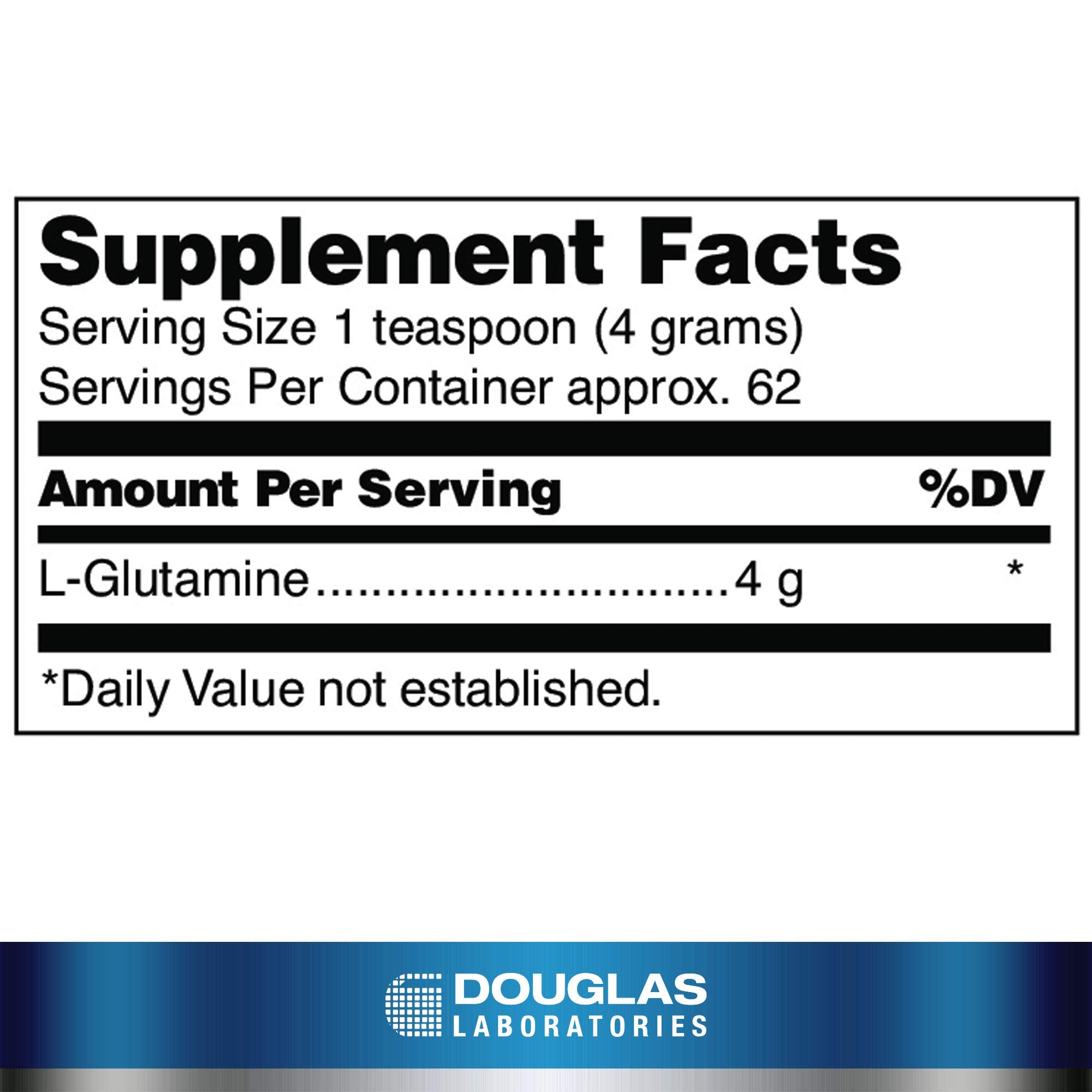 Douglas Laboratories L-Glutamine powder scoop with convenient daily portions.