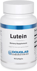 Douglas Laboratories Lutein softgel bottle demonstrates convenient eye health support with blue light exposure