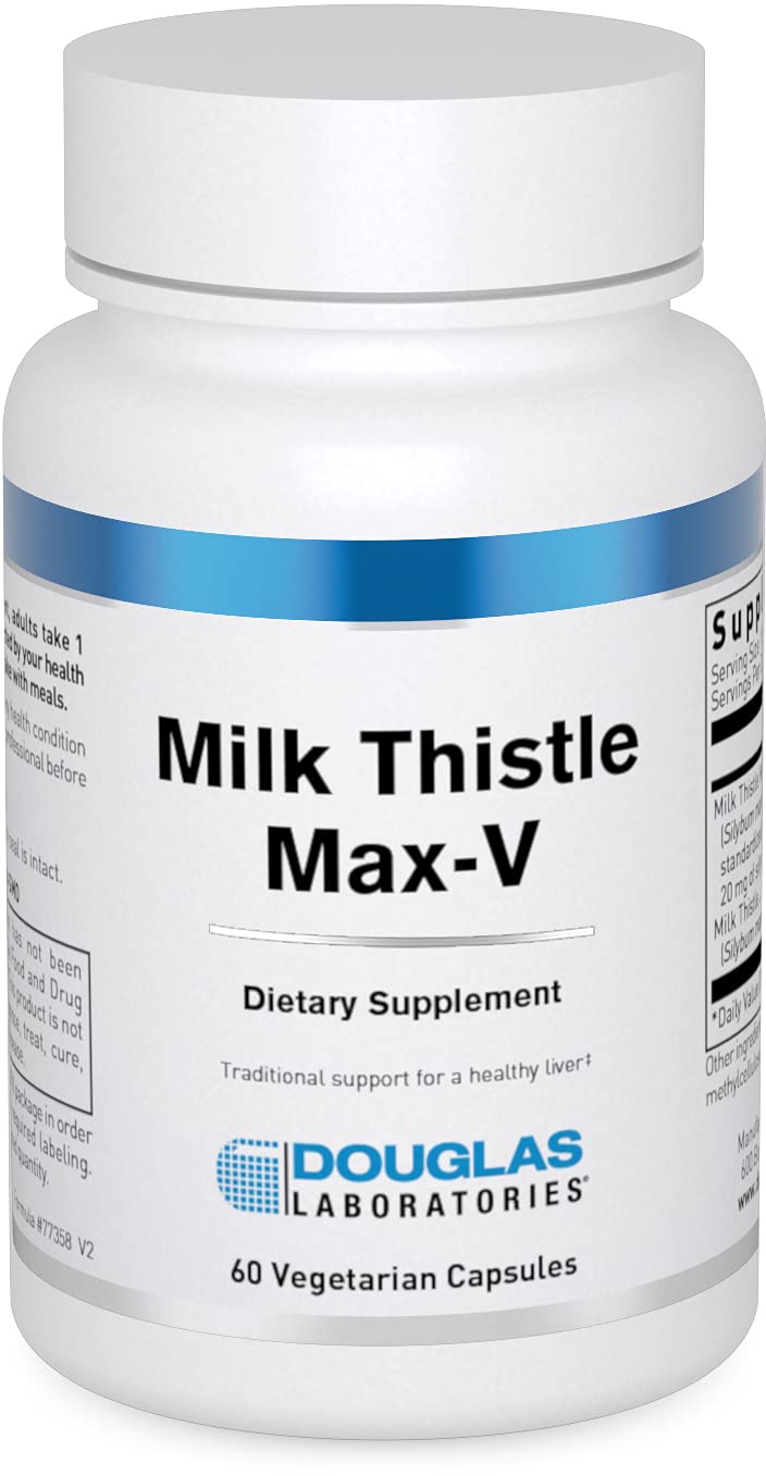 Douglas Laboratories Milk Thistle Max-V bottle front view for liver support and daily wellness.