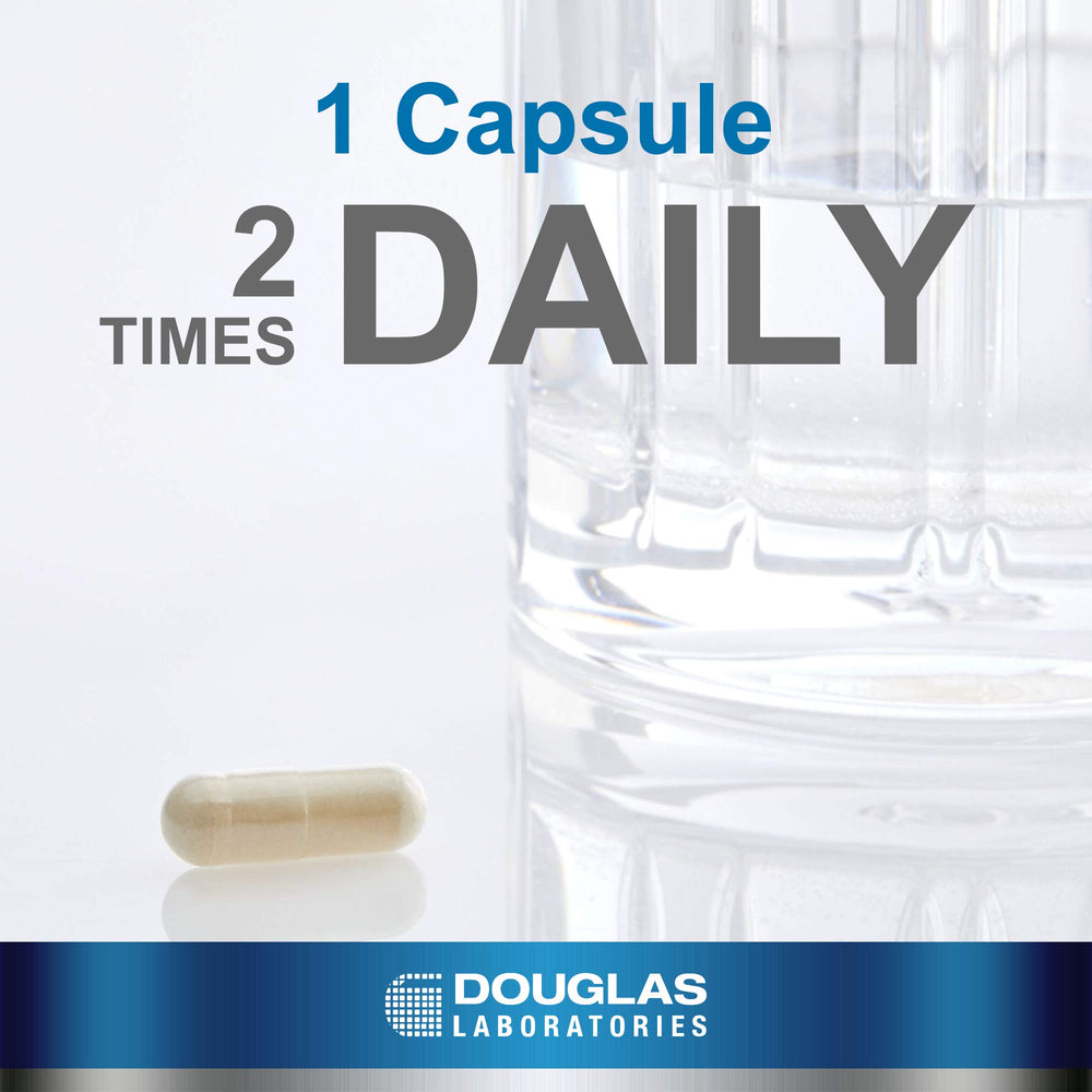 Douglas Laboratories Milk Thistle Max-V capsules poured for easy daily supplementation.