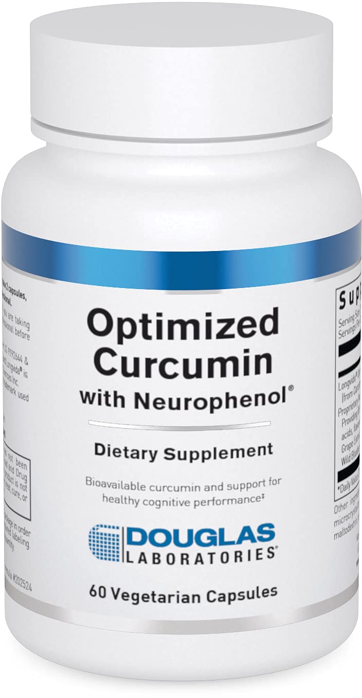 Douglas Laboratories Optimized Curcumin with Neurophenol bottle front suggesting easy daily use