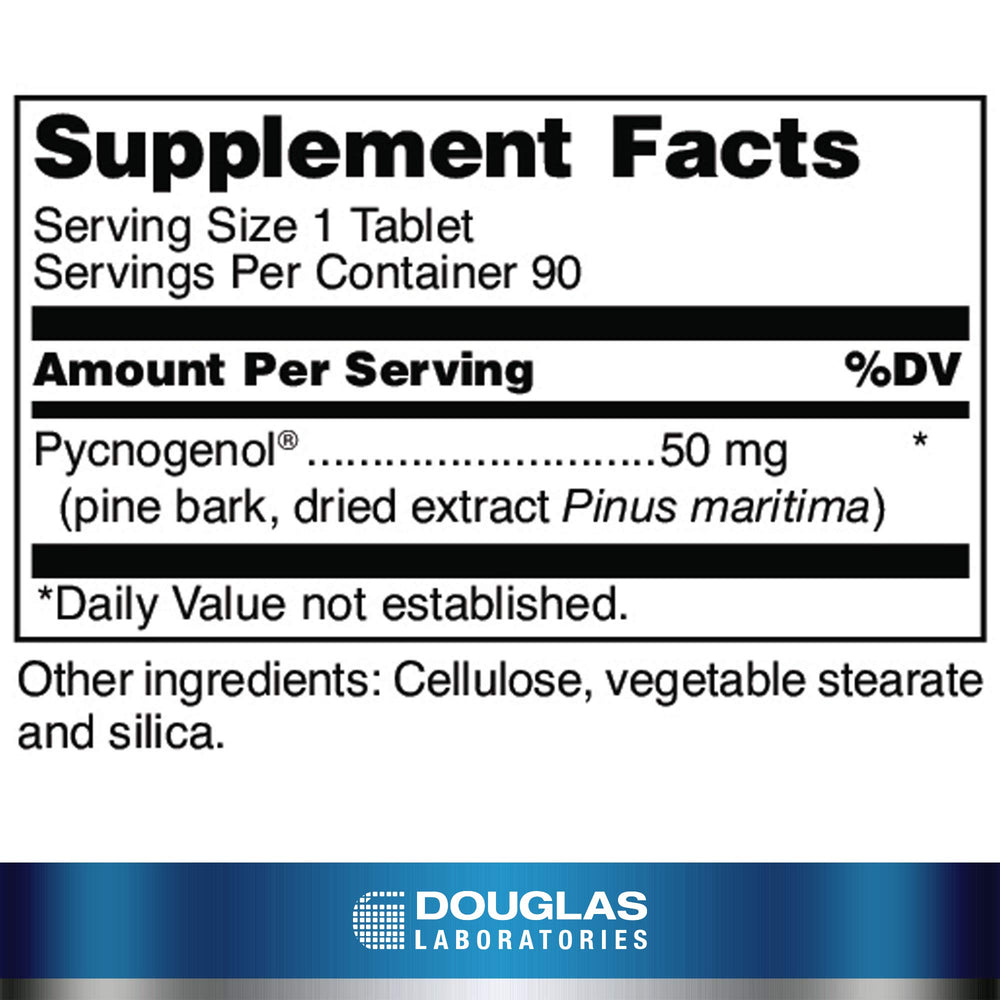 Douglas Laboratories Pycnogenol tablets close-up for daily cardiovascular-friendly use.
