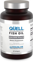 Douglas Laboratories Quell Fish Oil bottle supports heart and brain health daily.