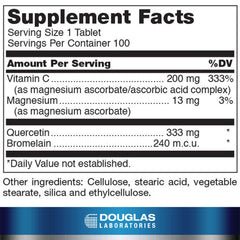 Douglas Laboratories Quercetin Bromelain Complex bottle label with ingredients and dosage