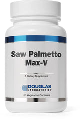 Douglas Laboratories Saw Palmetto Max-V bottle front promoting standardized extract