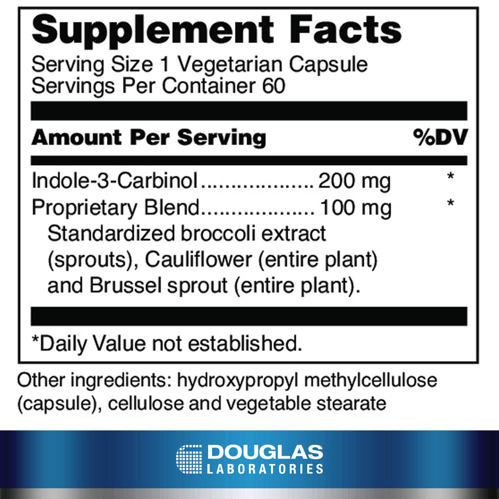 Close-up of Douglas Laboratories Ultra I-3-C capsules.