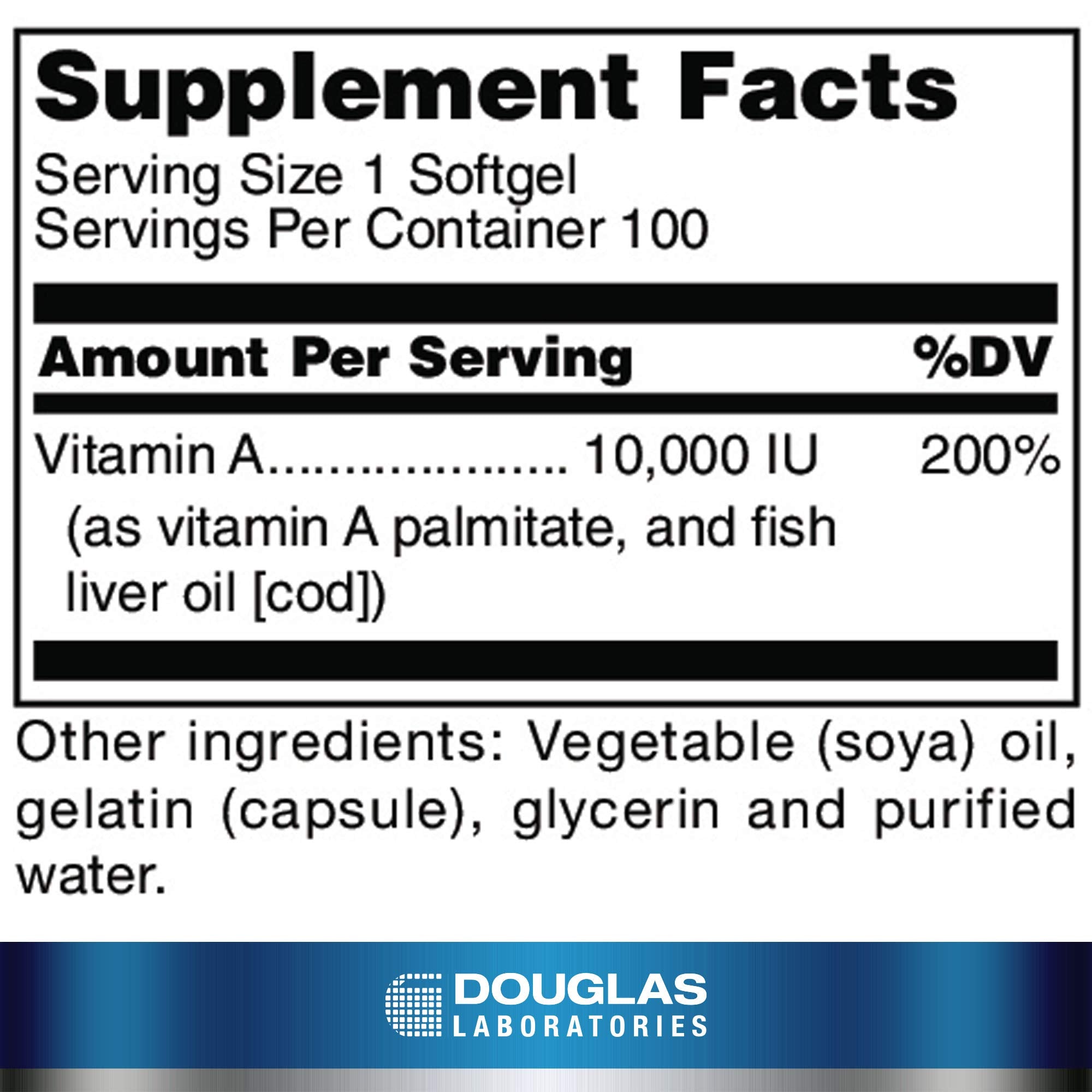 Douglas Laboratories Vitamin A softgels closeup for easy daily intake and routine.