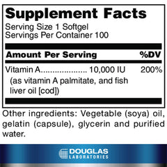 Douglas Laboratories Vitamin A softgels closeup for easy daily intake and routine.