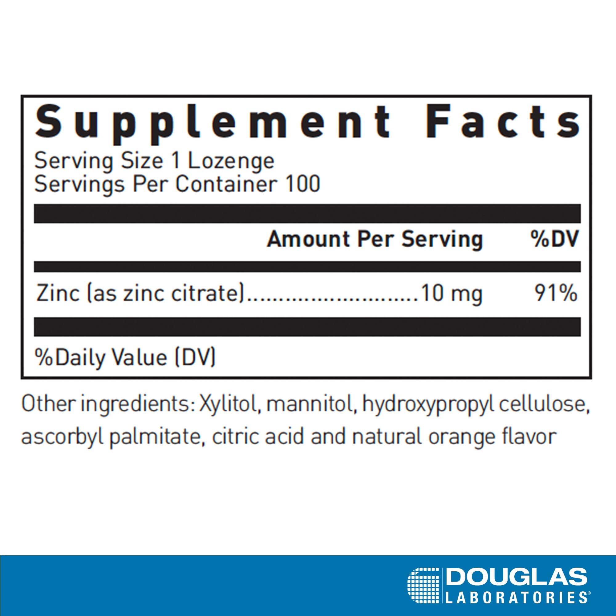 Douglas Laboratories Zinc Lozenges orange lozenge closeup highlighting natural flavor.
