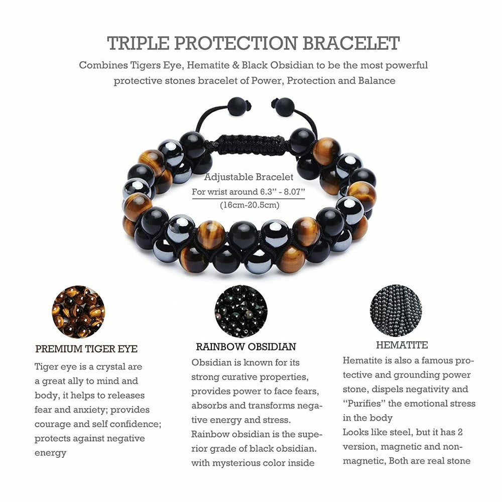 DOUVEI black onyx and amazonite beads create striking contrast on bracelet