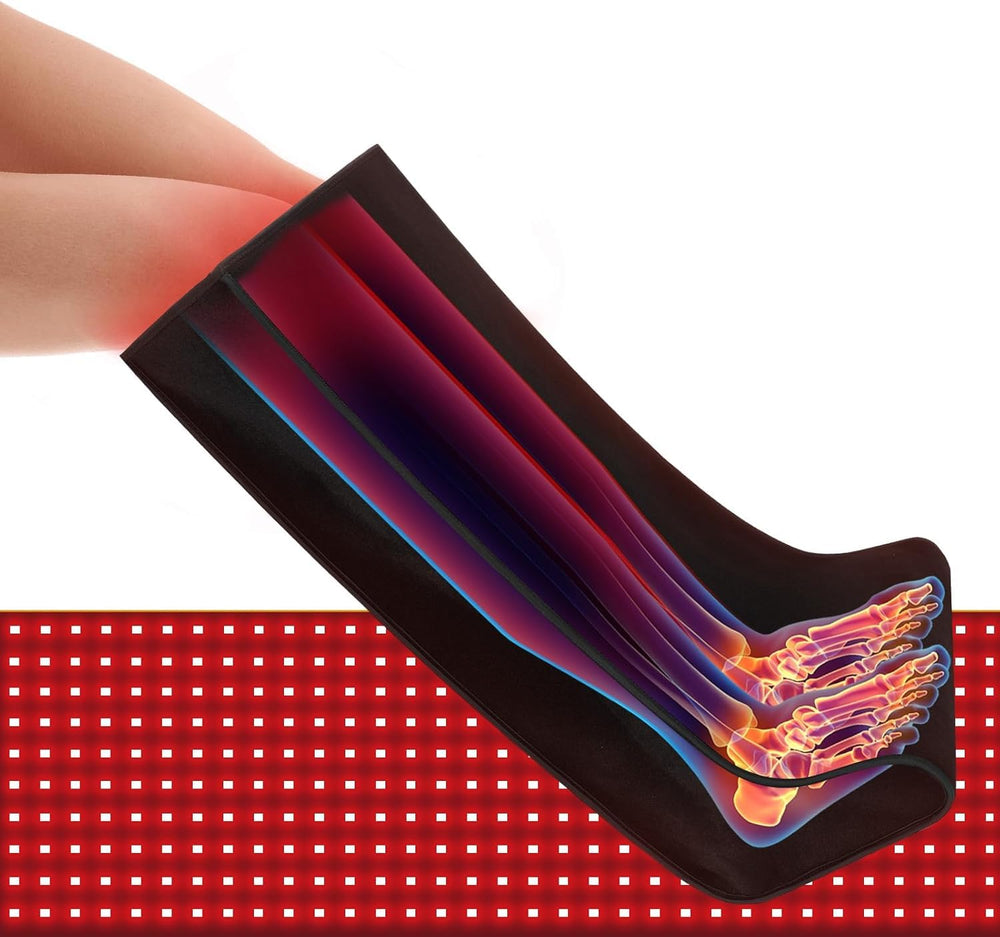 Dowceivm foot red-light therapy device targets tired feet for relief.