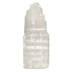 Down to Earth Selenite Iceberg Tower close-up showing pure glow for calm spaces