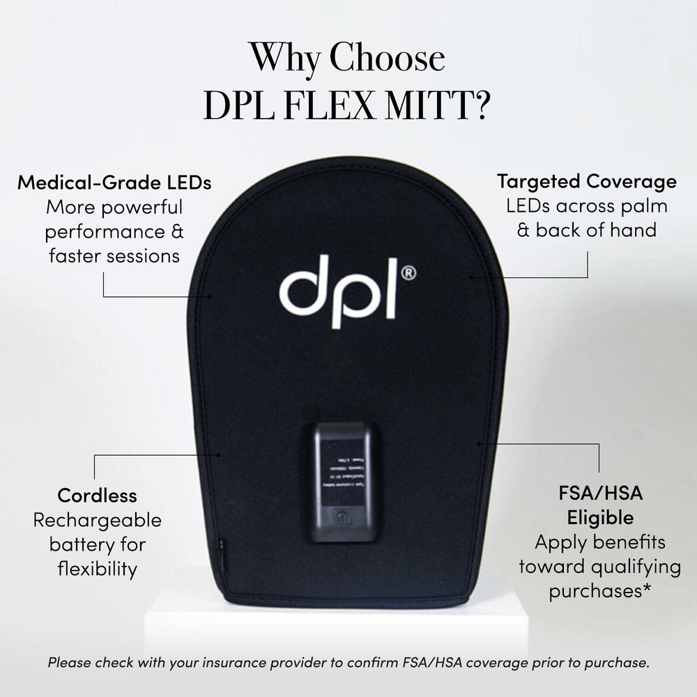 Cordless design of dpl Flex Mitt with USB-C recharge for easy portable therapy sessions.