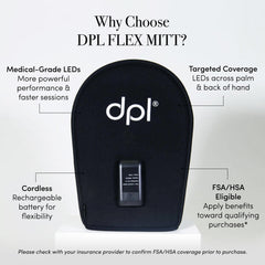 Cordless design of dpl Flex Mitt with USB-C recharge for easy portable therapy sessions.