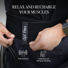 DPL Flex Pad over the shoulders providing gentle warmth for relief.