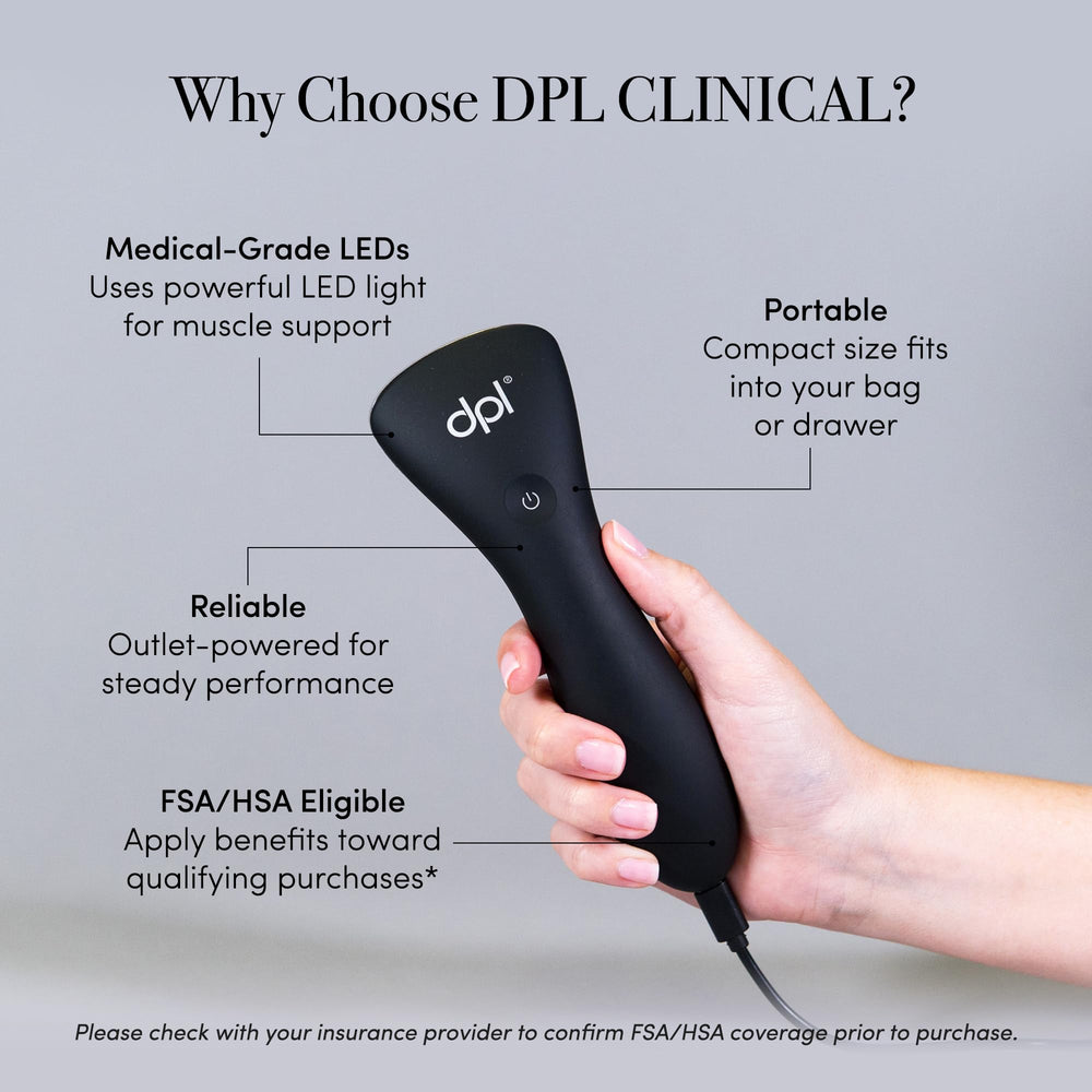 The dpl home-use LED device enables convenient at-home light therapy.