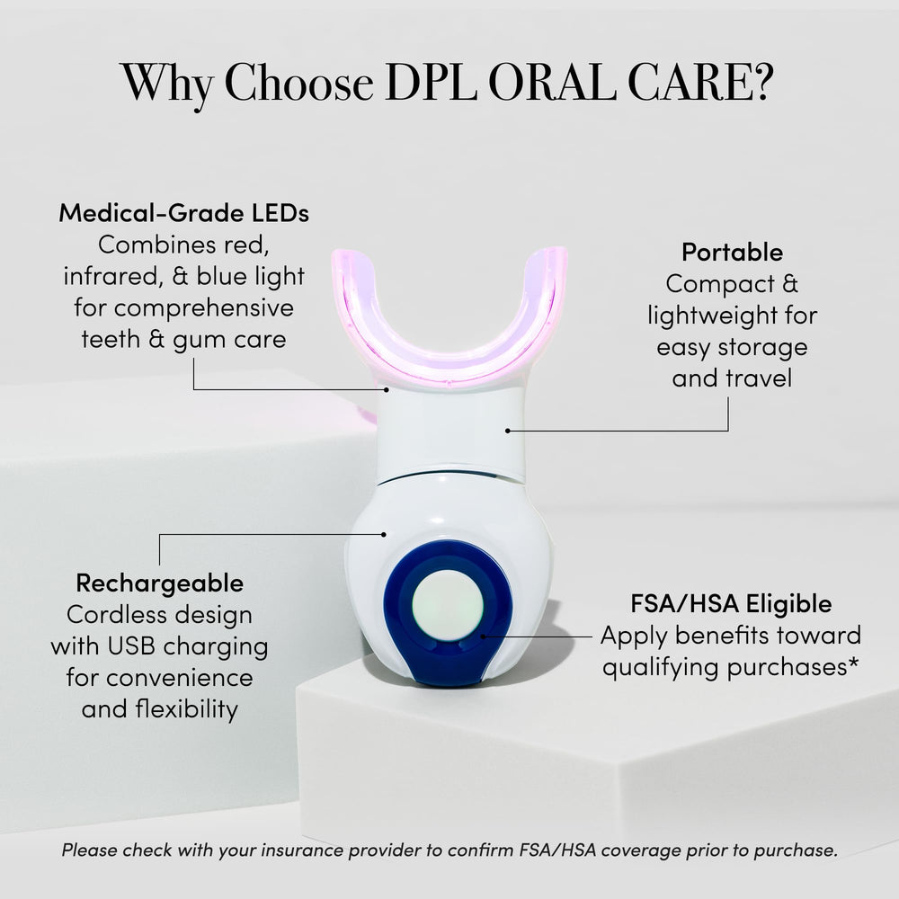 dpl Oral Care LED Light Therapy mouth tray fit during comfortable 10-minute sessions