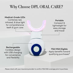 dpl Oral Care LED Light Therapy mouth tray fit during comfortable 10-minute sessions