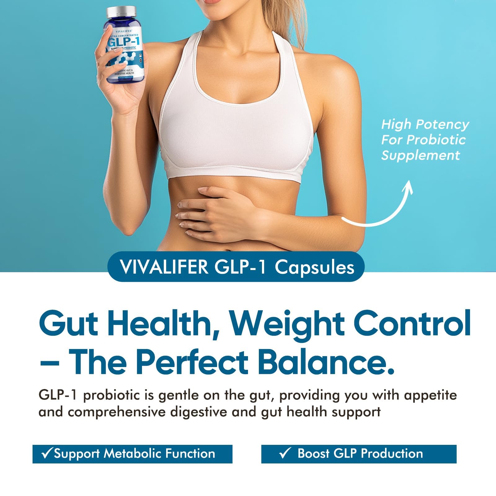 DQQI GLP-1 Booster label view highlights vegan formula.