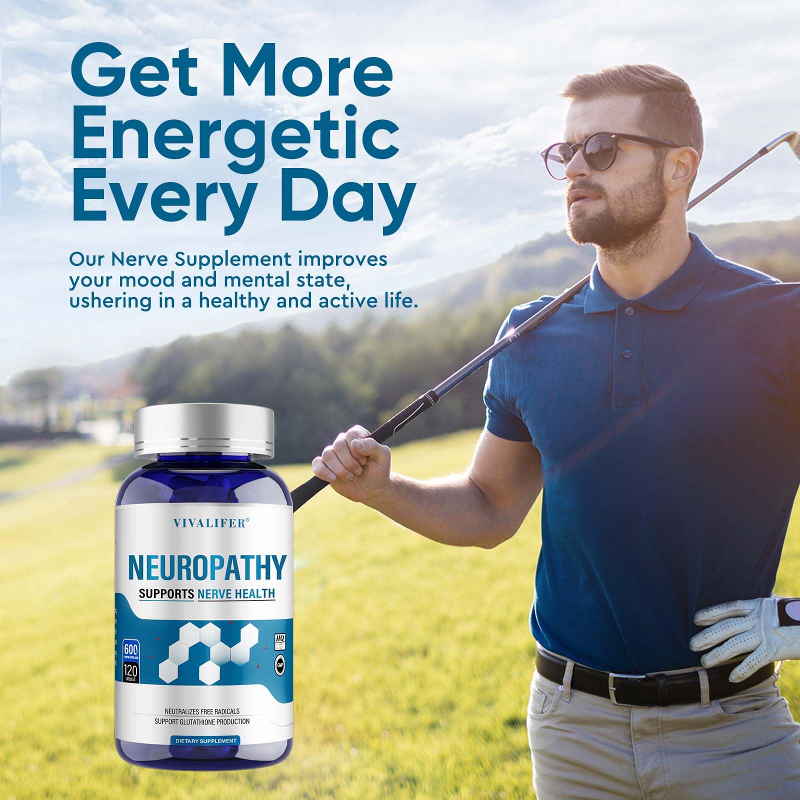 DQQI Nerve Savior capsules close-up showing high-potency formula.