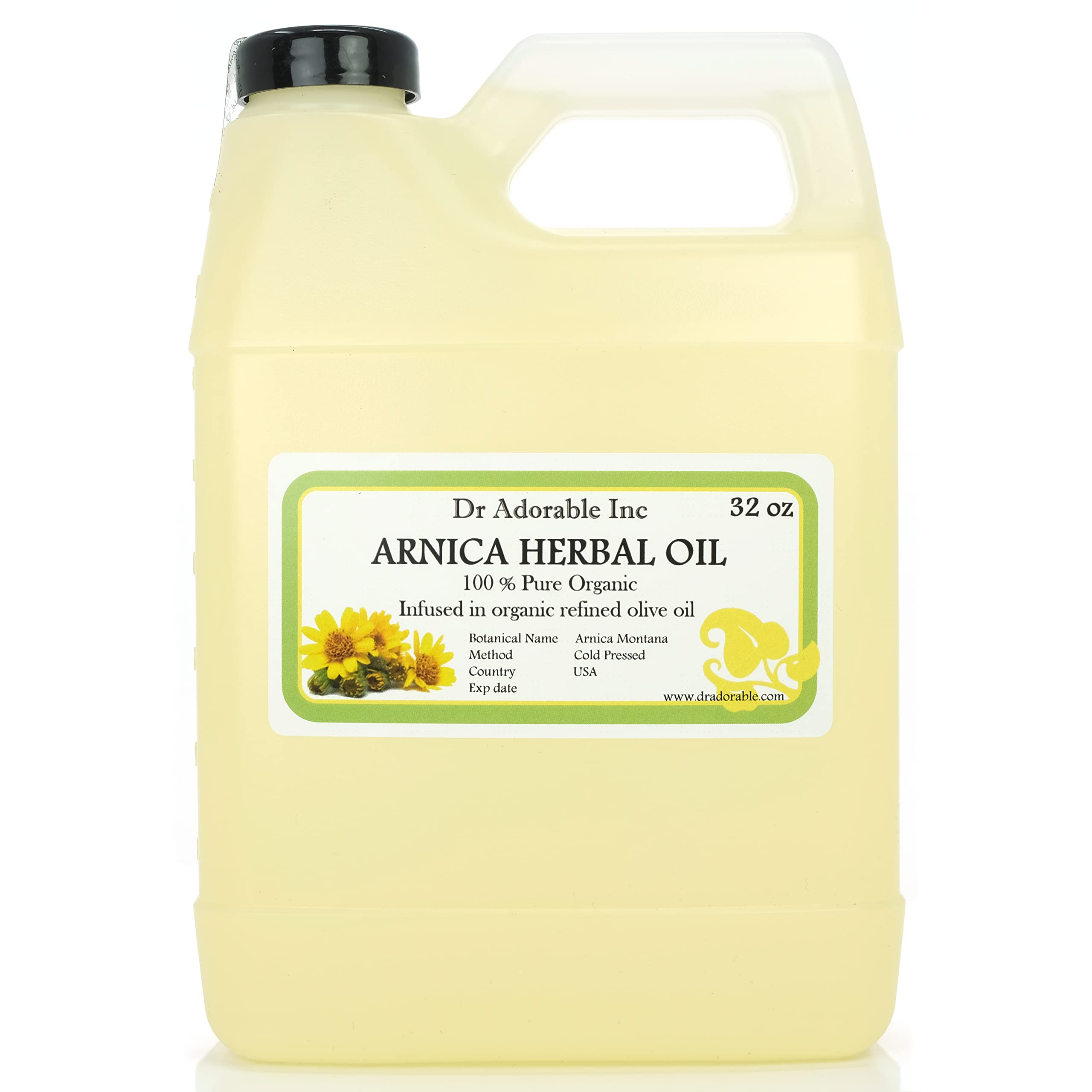 Dr Adorable Arnica oil bottle with dropper for easy skin application.