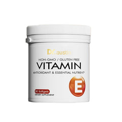 DR.AUSTIN Vitamin E softgels bottle for daily antioxidant support for skin and hair health.