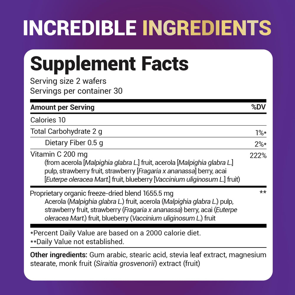 Dr. Berg 200 mg vitamin C per wafer label