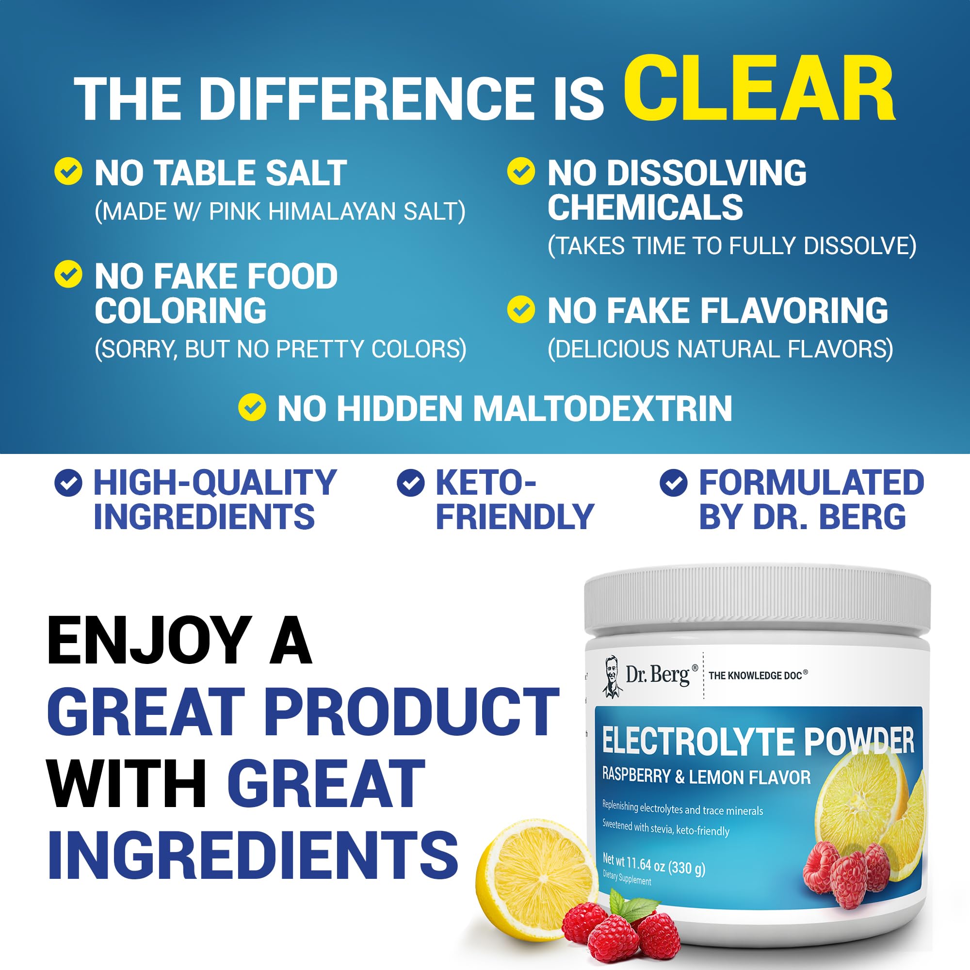 50-serving jar of Dr. Berg Zero Sugar Hydration.