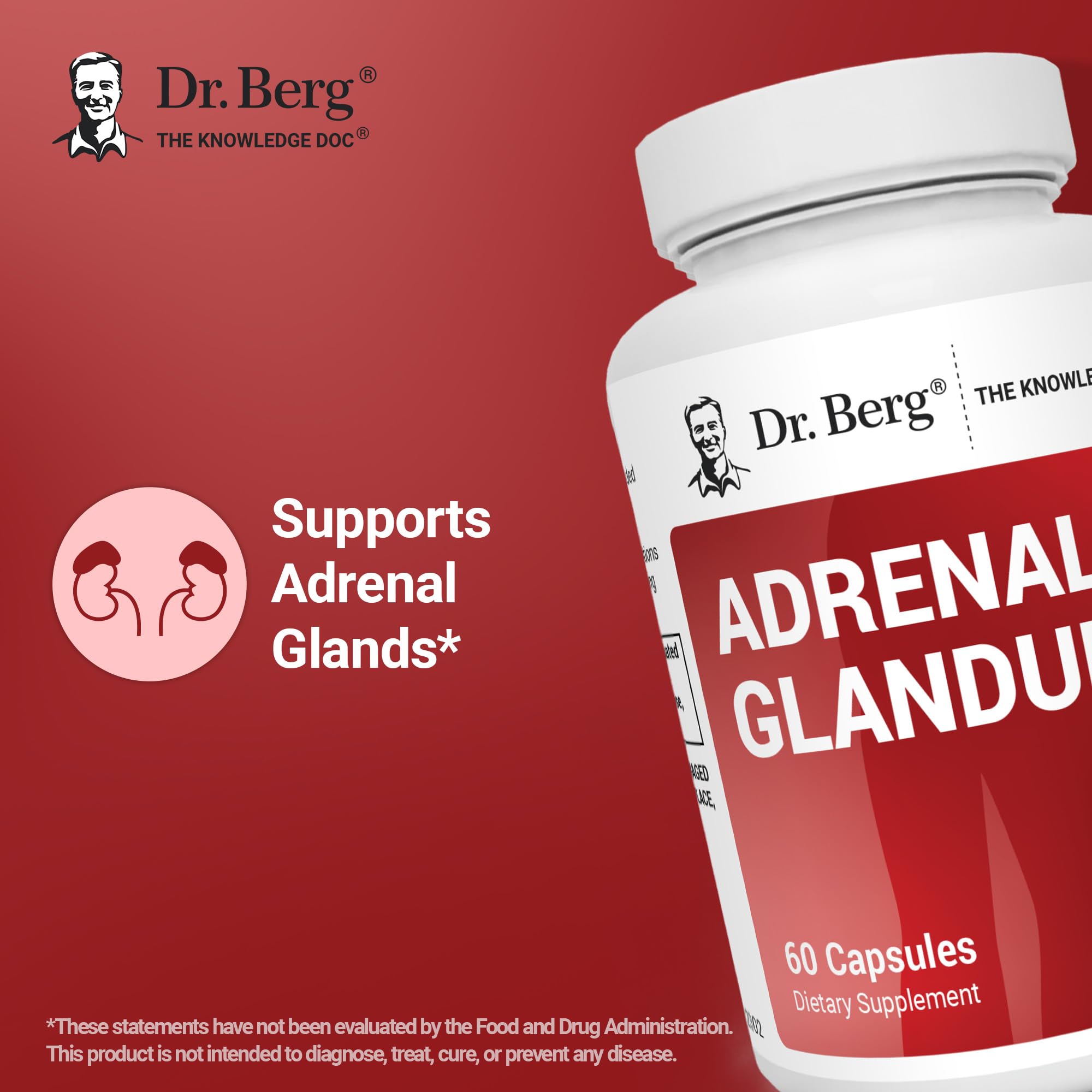 Dr. Berg Adrenal Glandular label closeup highlights quality standards.