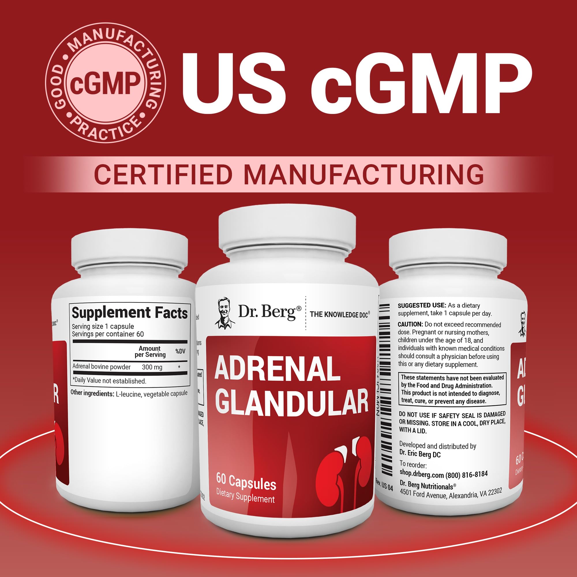 Dr. Berg Adrenal Glandular ingredients showcase premium sourcing.