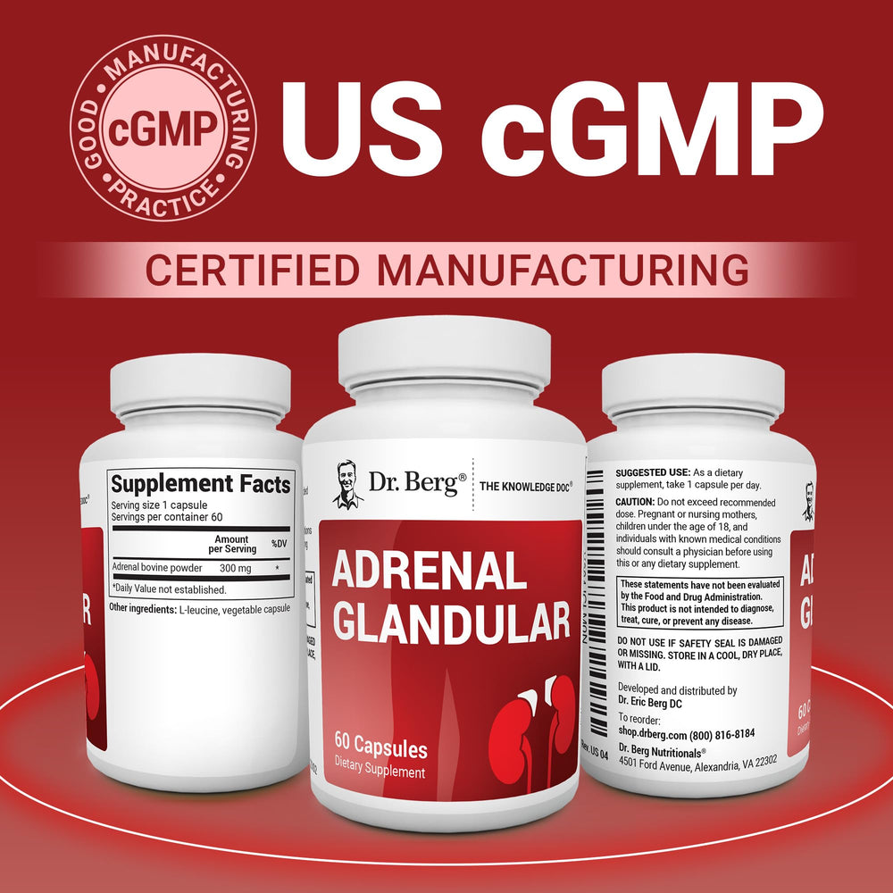 Dr. Berg Adrenal Glandular ingredients showcase premium sourcing.