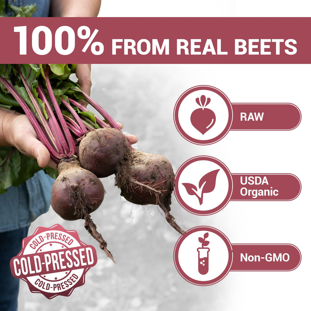 Dr. Berg beet powder being poured into a glass for easy use.