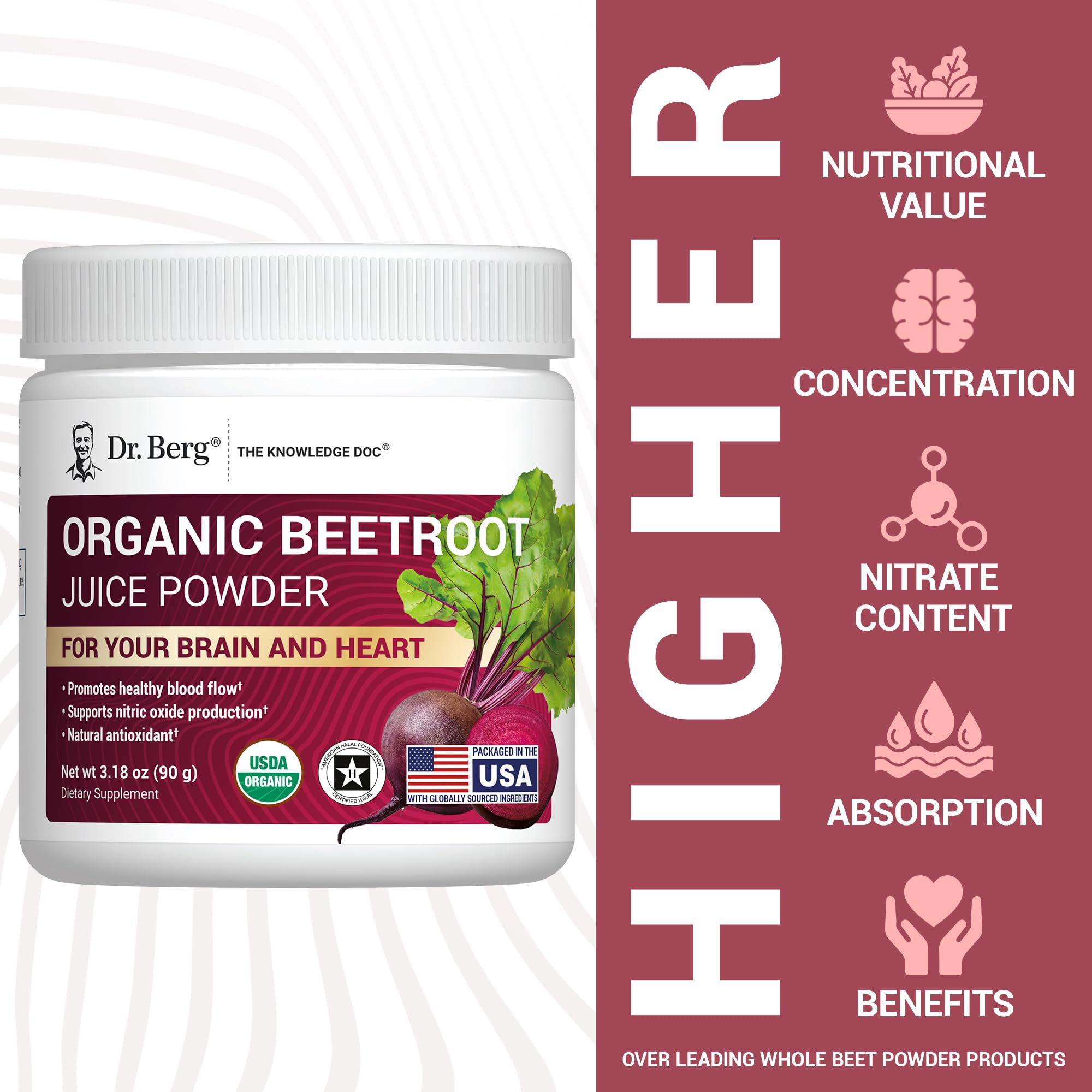 Dr. Berg beet powder USDA Organic label confirms clean ingredients.