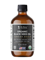 Dr. Berg Black Seed Oil bottle on a clean surface for everyday use