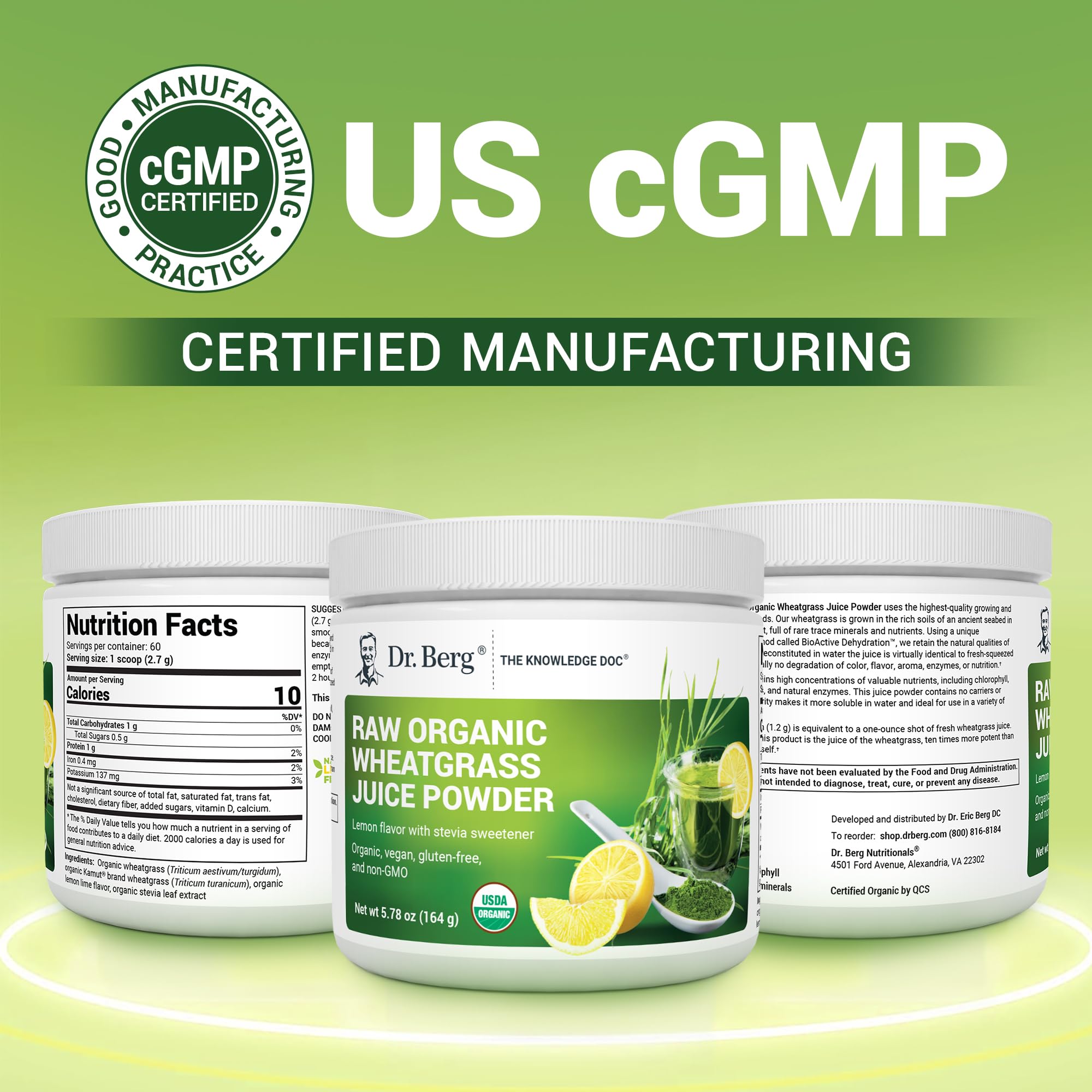Dr. Berg Chlorophyll-rich powder closeup: nutrient-dense greens.