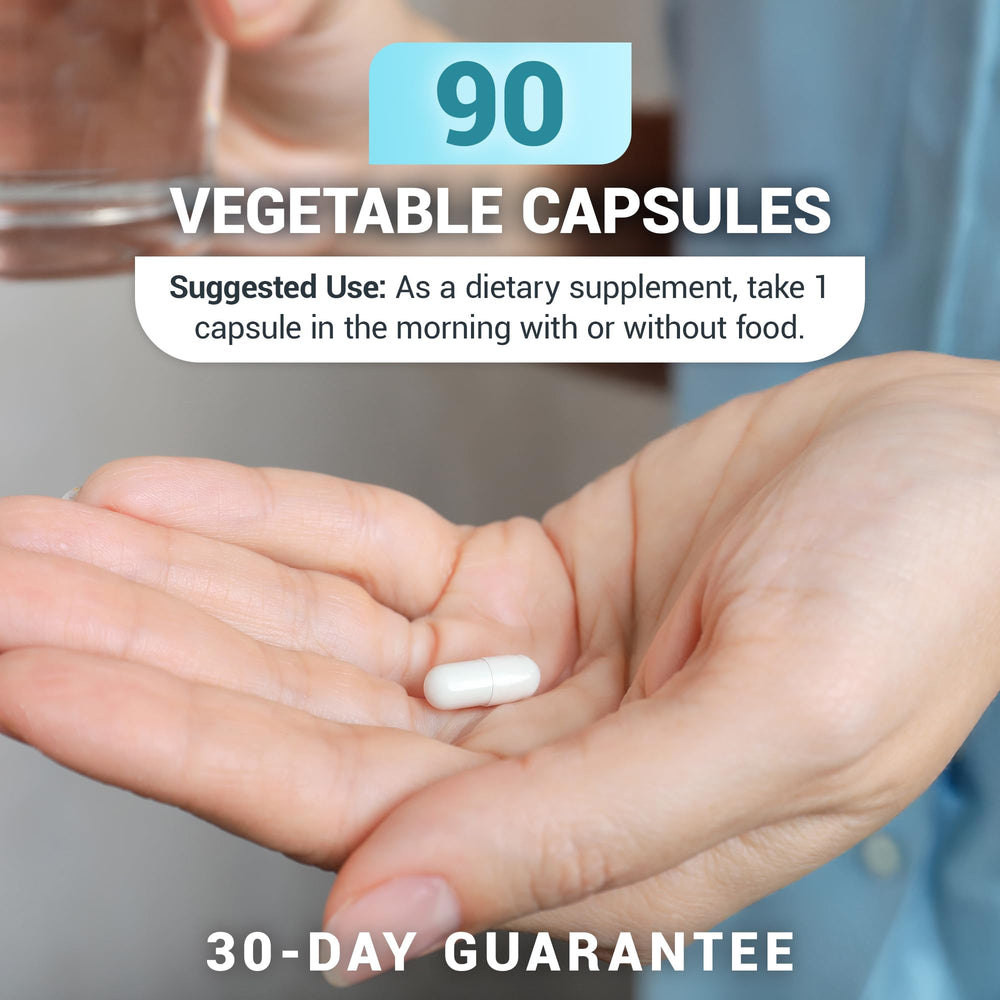 Dr Berg Sea Kelp capsules with glass of water.