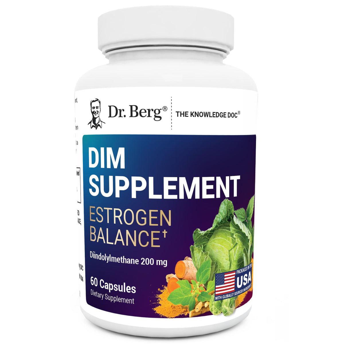 Dr. Berg DIM supplement bottle for estrogen balance support