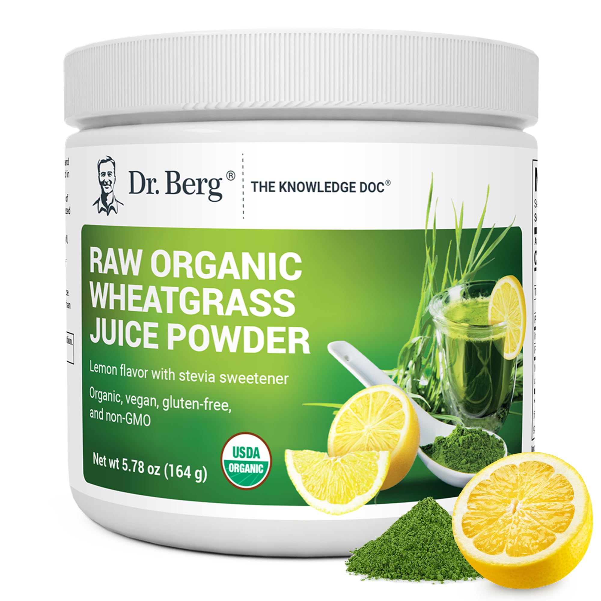 Dr. Berg Green Powder bottle: convenient daily nutrition in organic form.