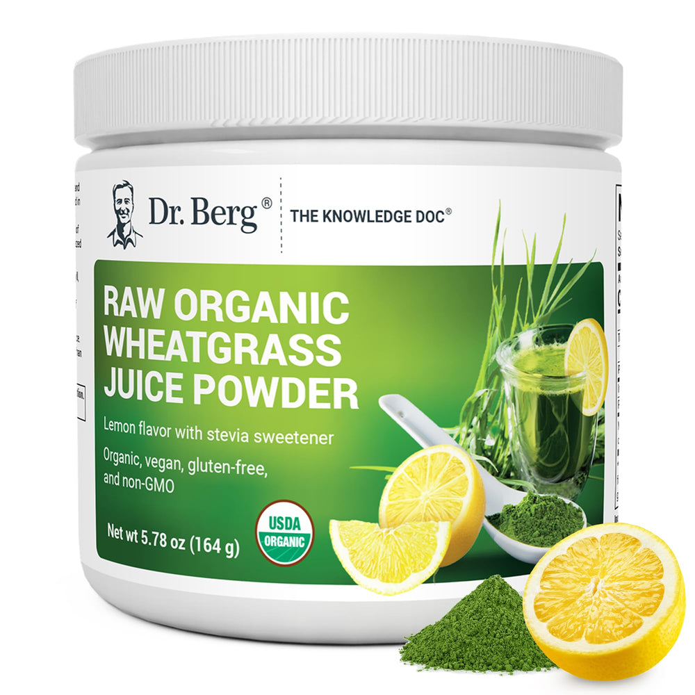 Dr. Berg Green Powder bottle: convenient daily nutrition in organic form.