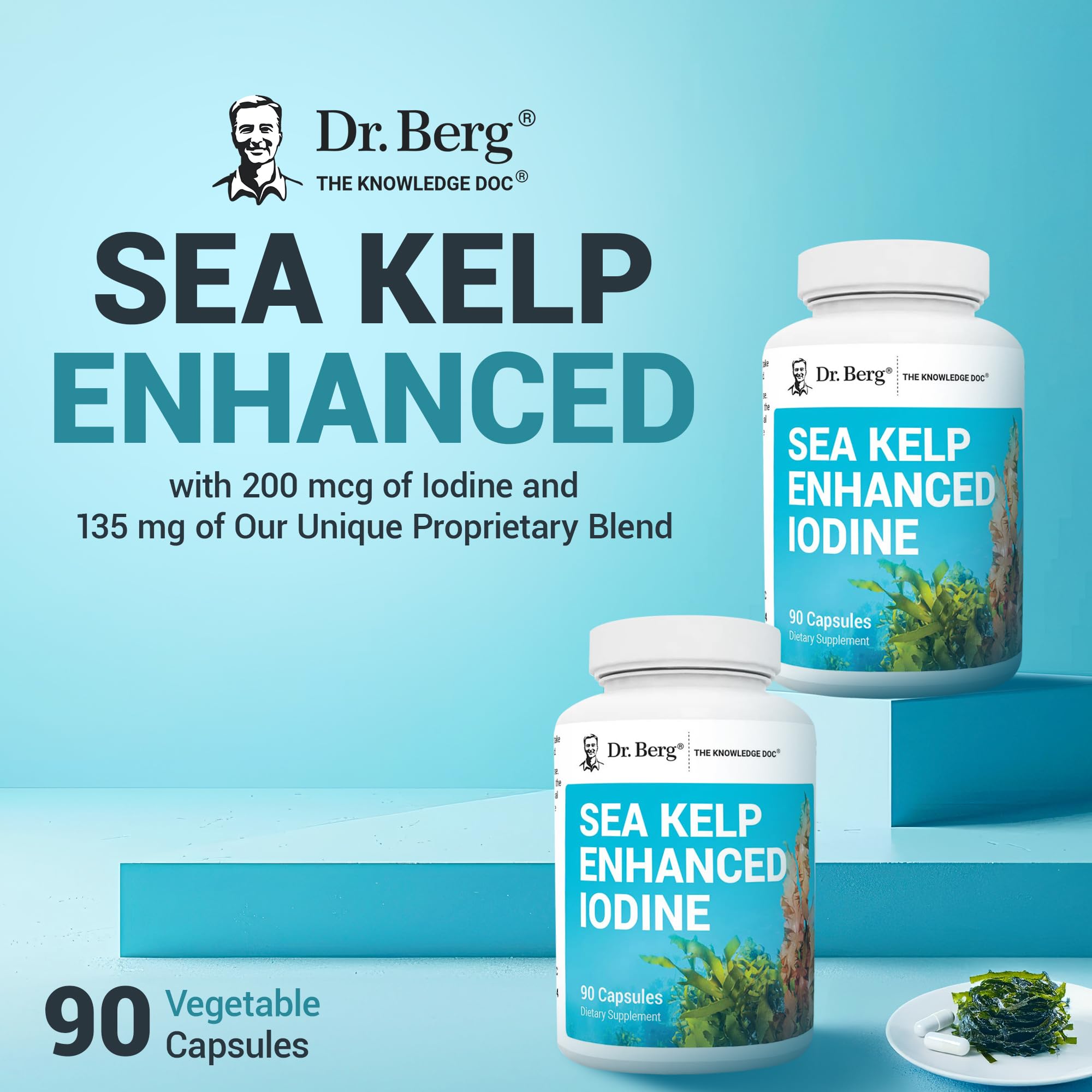 Dr Berg Sea Kelp blend featuring Klamath algae as natural source.