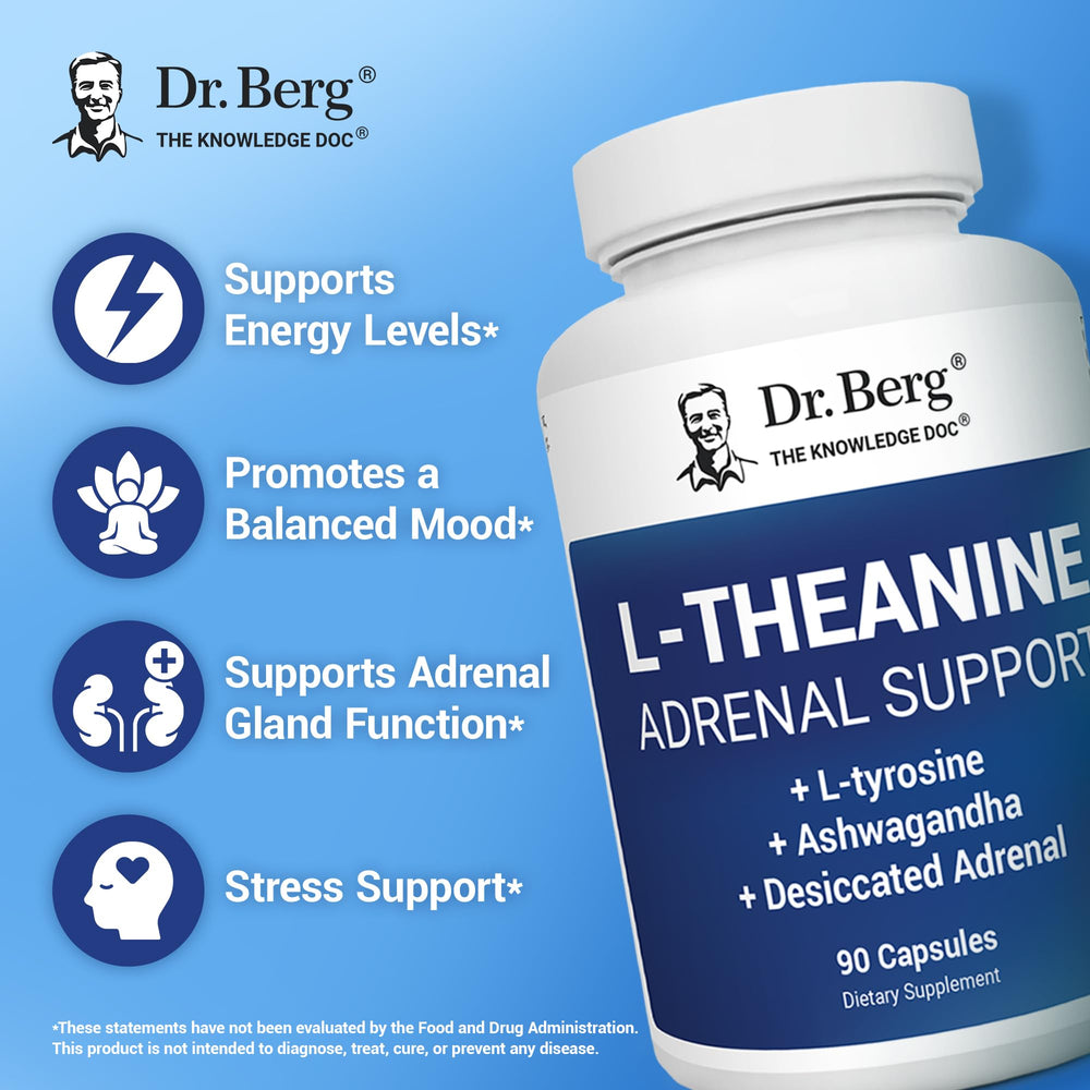 Dr. Berg L-Theanine label shows zinc and other minerals for balance.