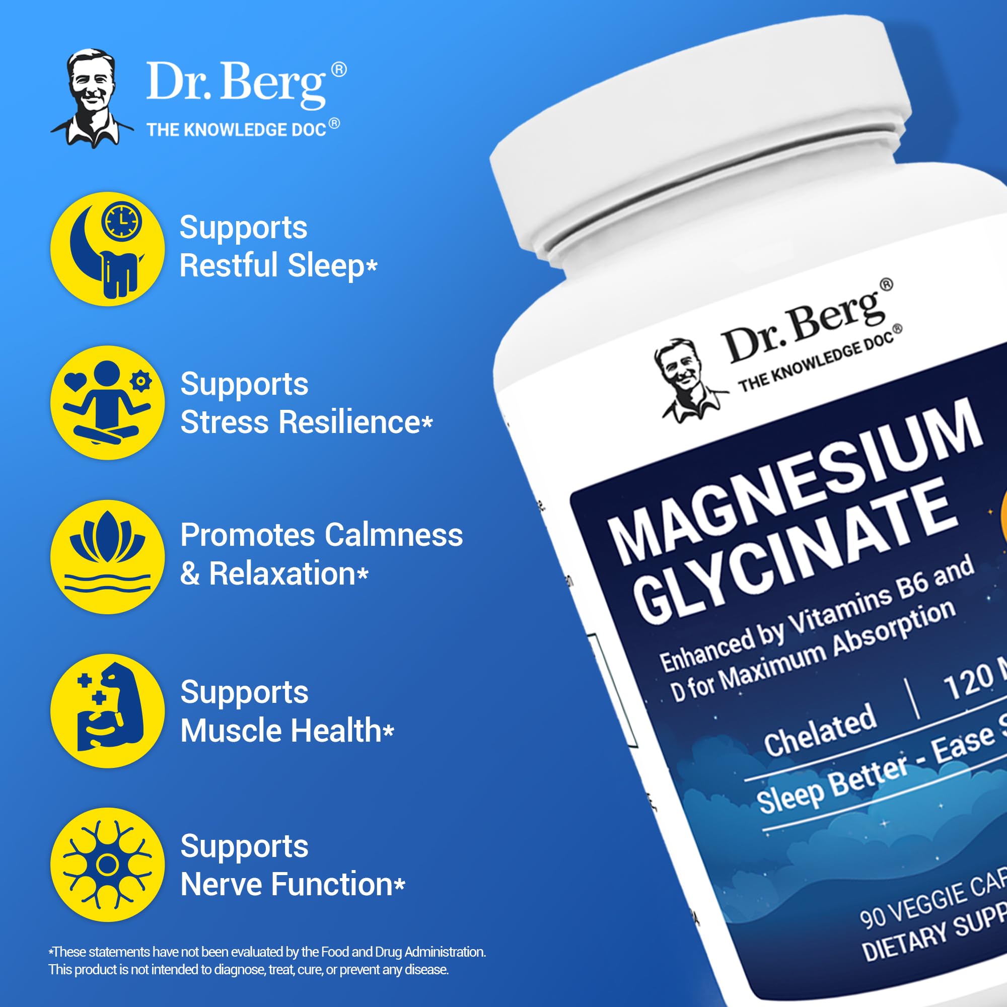 Close-up of Dr. Berg Magnesium Glycinate capsules for high absorption
