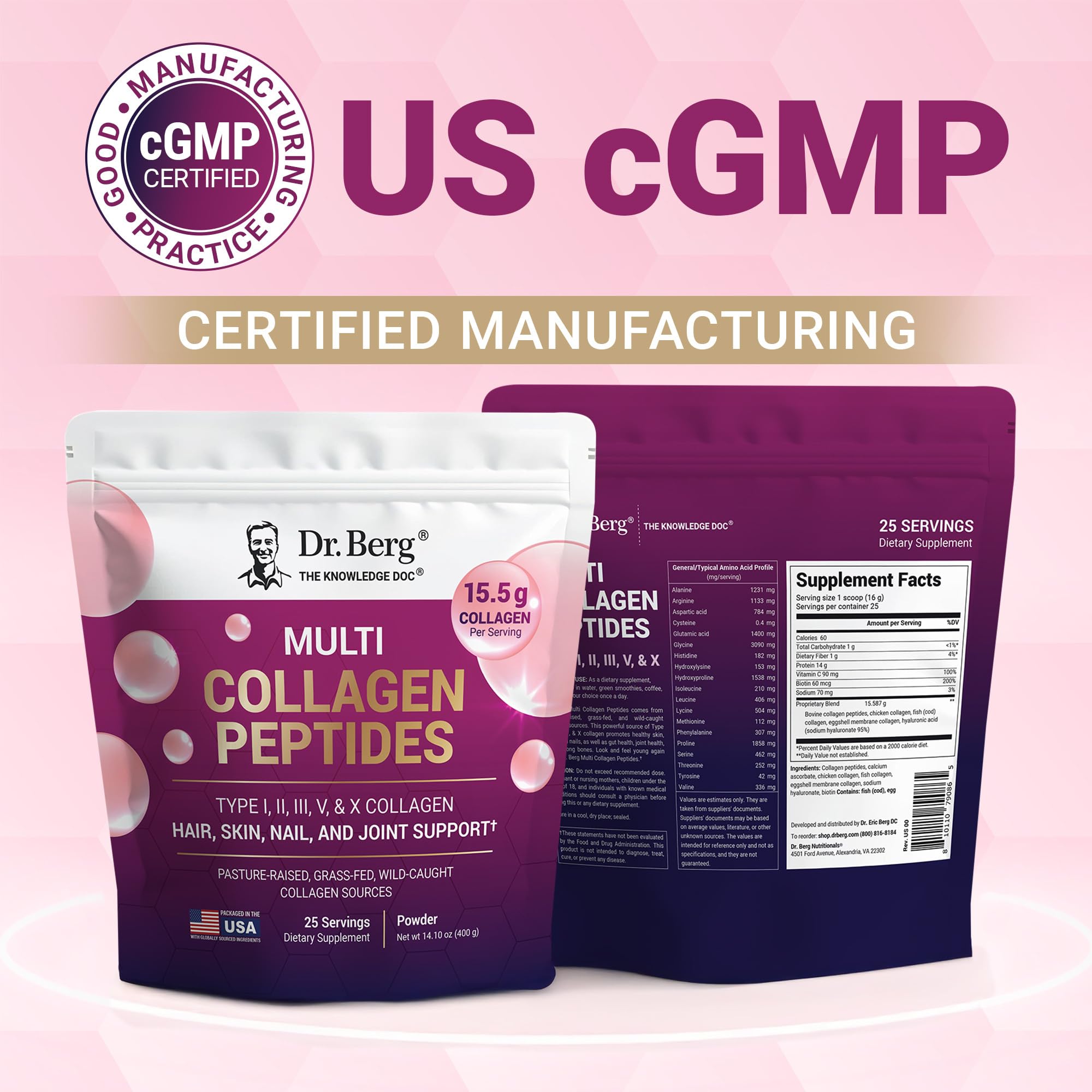 Dr. Berg Multi Collagen with vitamin C and biotin for healthy hair.