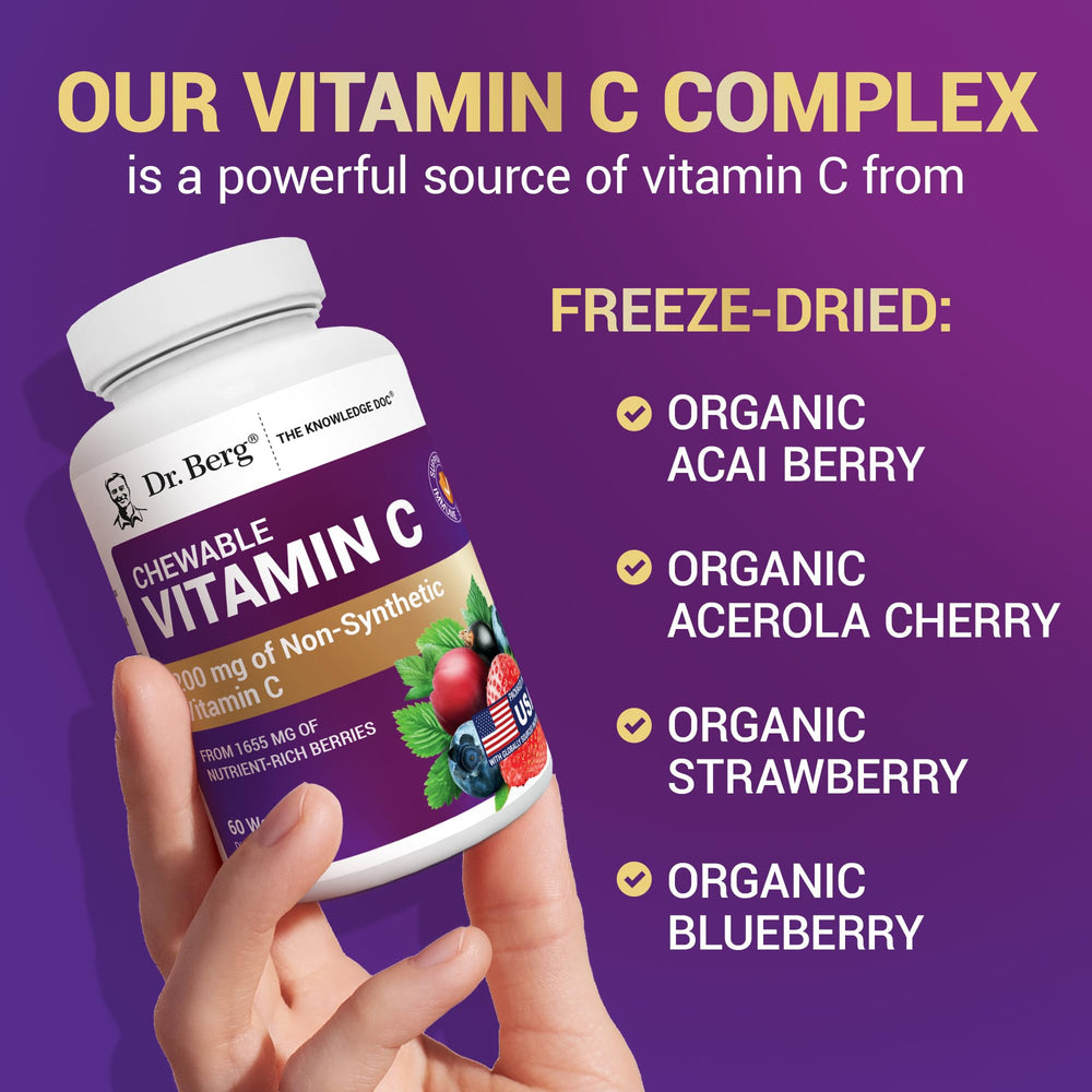 Dr. Berg no added sugar badge on vitamin C wafers