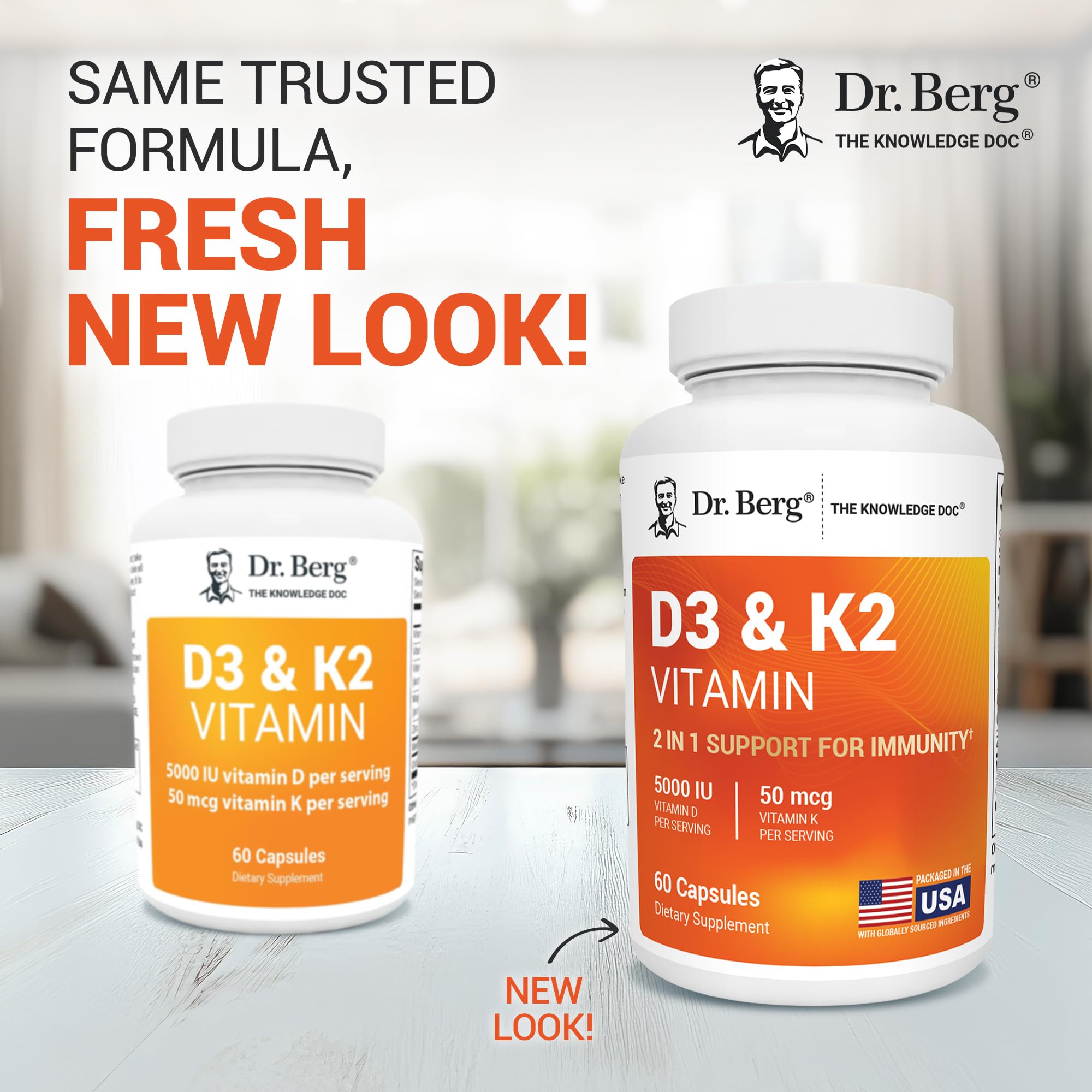 Close-up of Dr. Berg D3 K2 5000 IU bottle label highlighting MK-7