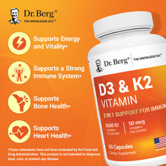 Capsules from Dr. Berg D3 K2 5000 IU for easy daily supplementation