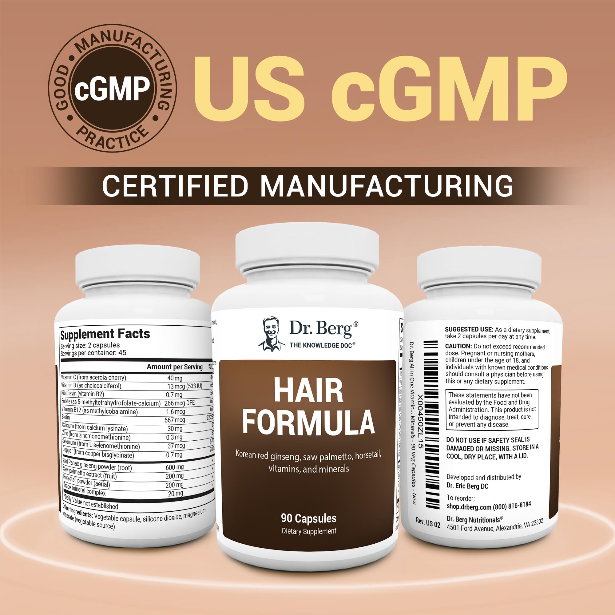 Dr. Berg Nutritionals US GMP-certified facility seal on packaging