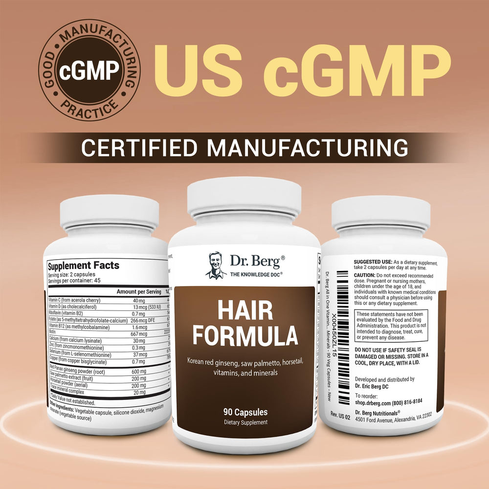 Dr. Berg Nutritionals US GMP-certified facility seal on packaging