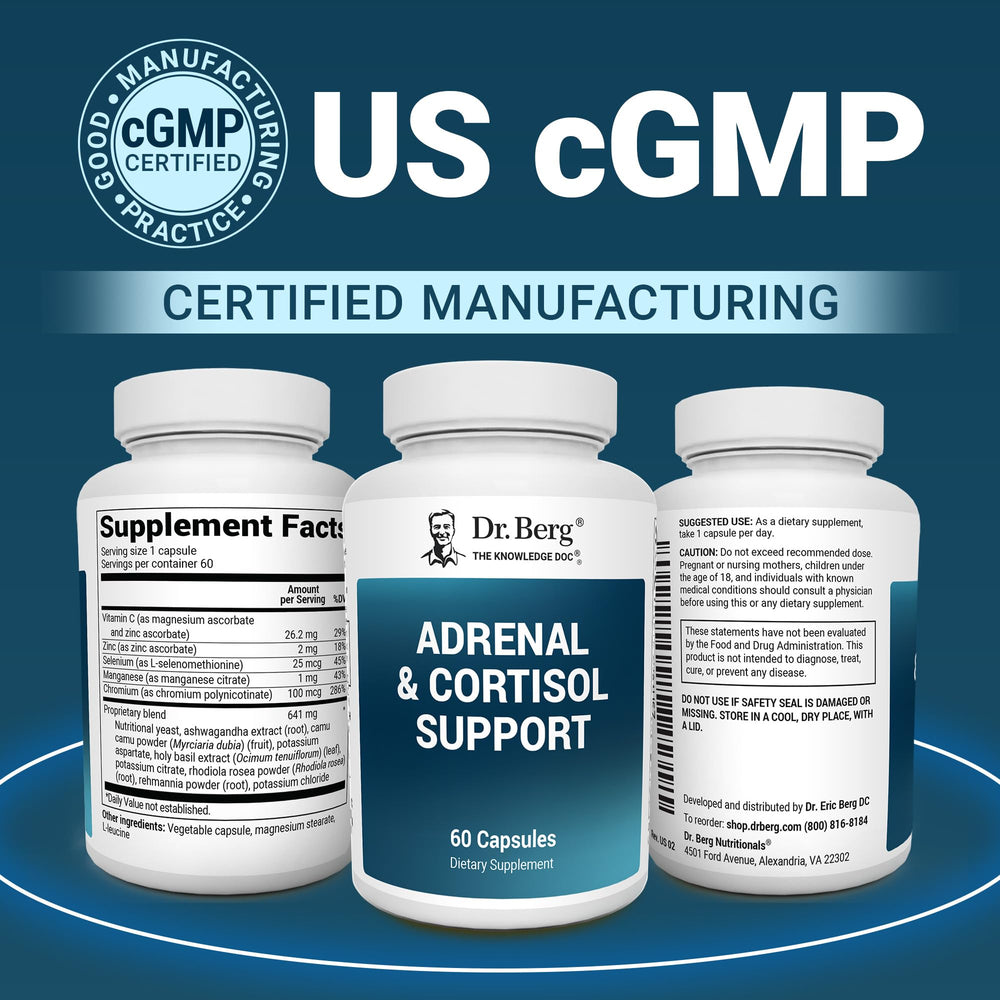 Dr. Berg GMP factory seal indicating US-made quality